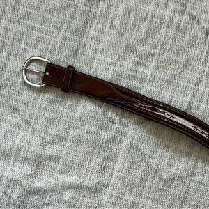 Vintage Silver Creek Classics Brown Leather Native Aztec Embroidered 42-45 Belt